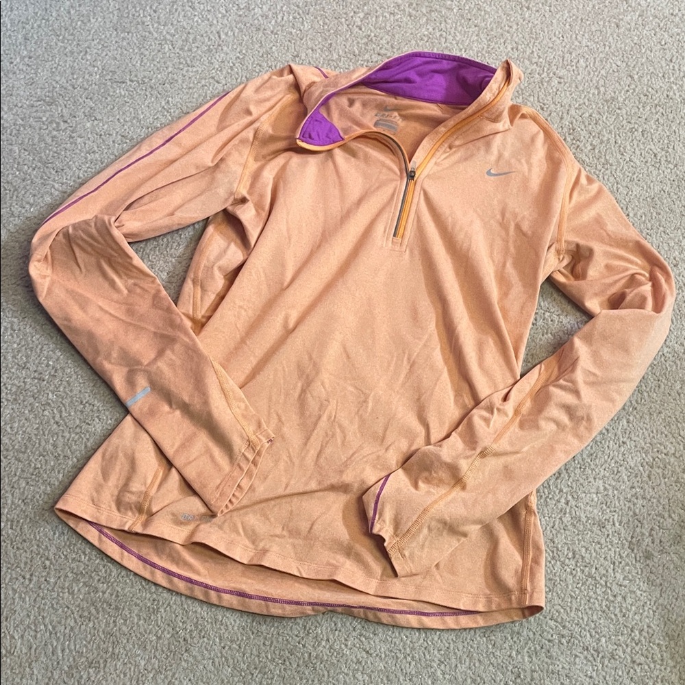 Nike Women's Peach and Purple Long Sleeve Top